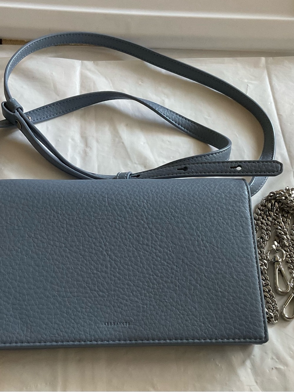 ALLSAINTS Fetch Leather Chain Wallet Crossbody Bag
